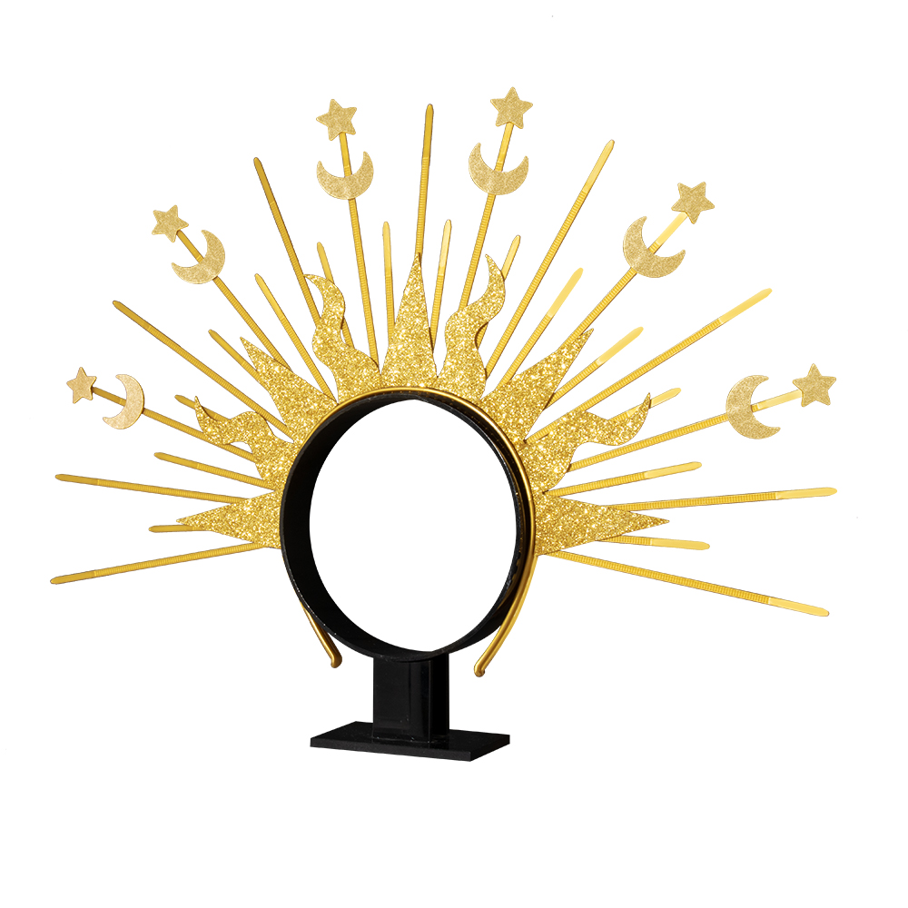 Sun God Star Moon Combination hair buckle, European and American Virgin Mary headwear, Golden Goddess cross-border fashion show character outfit