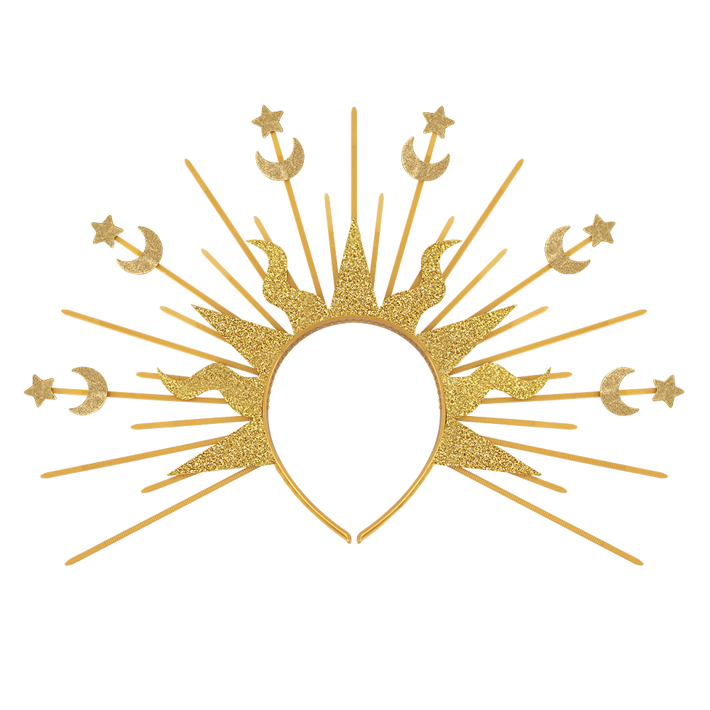 Sun God Star Moon Combination hair buckle, European and American Virgin Mary headwear, Golden Goddess cross-border fashion show character outfit