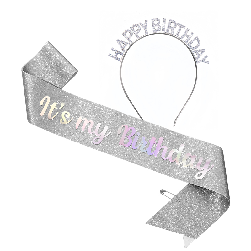 HAPPYBIRTHDAY Birthday Crown Shoulder Strap Set Accessories Party