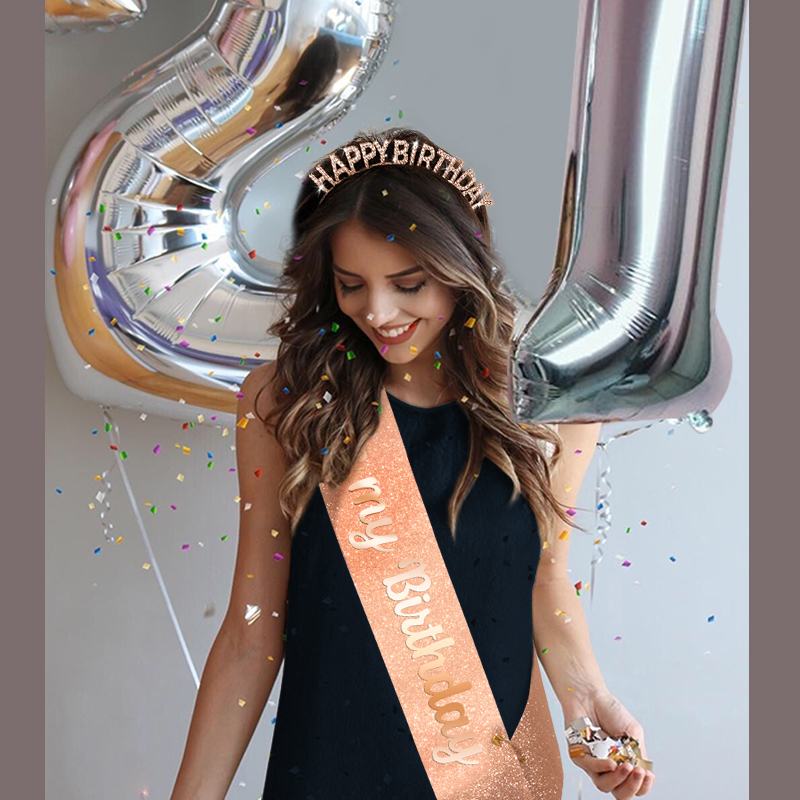 HAPPYBIRTHDAY Birthday Crown Shoulder Strap Set Accessories Party
