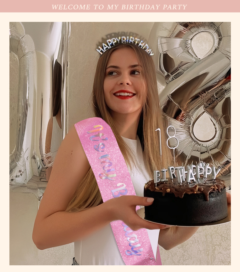 HAPPYBIRTHDAY Birthday Crown Shoulder Strap Set Accessories Party