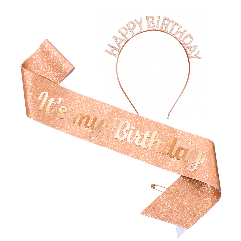 HAPPYBIRTHDAY Birthday Crown Shoulder Strap Set Accessories Party