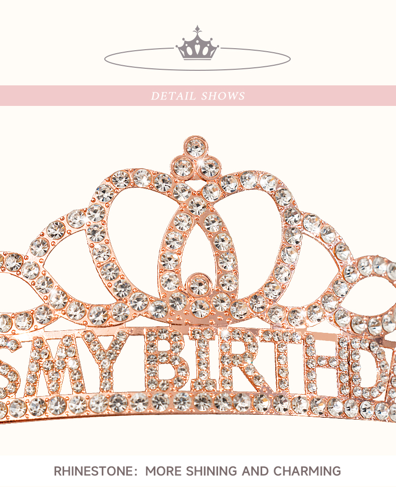 HAPPYBIRTHDAY Birthday Crown Shoulder Strap Set Queen's Crown Accessories Party