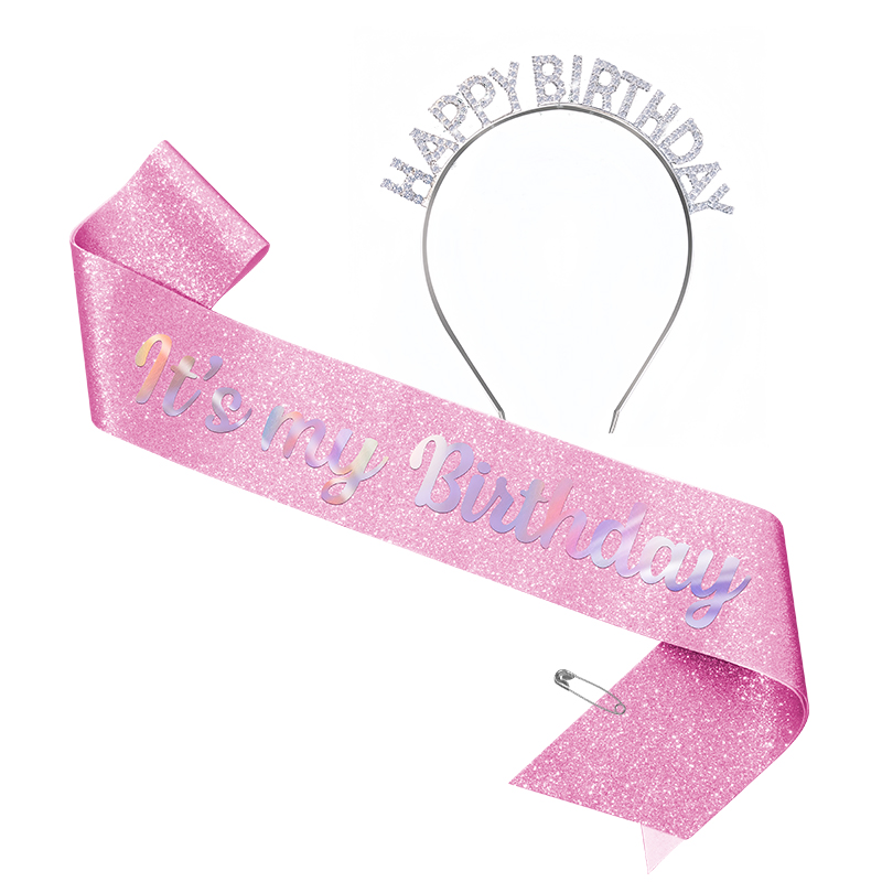 HAPPYBIRTHDAY Birthday Crown Shoulder Strap Set Accessories Party