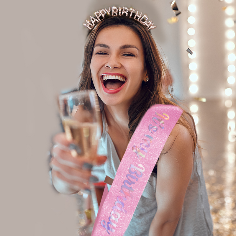 HAPPYBIRTHDAY Birthday Crown Shoulder Strap Set Accessories Party