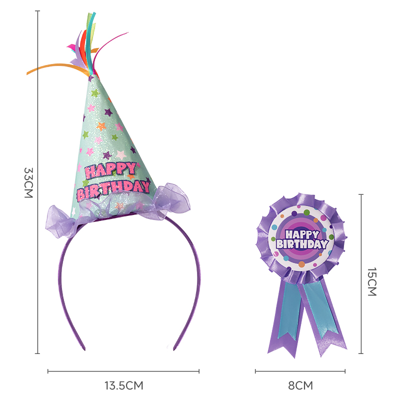 Birthday hat, birthday badge, brooch set, accessories, children's birthday party