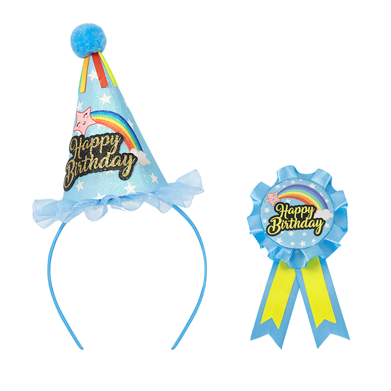 Birthday hat, birthday badge, brooch set, accessories, children's birthday party