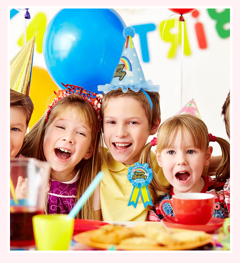 Birthday hat, birthday badge, brooch set, accessories, children's birthday party