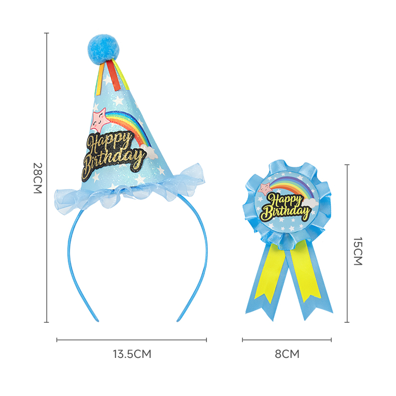 Birthday hat, birthday badge, brooch set, accessories, children's birthday party