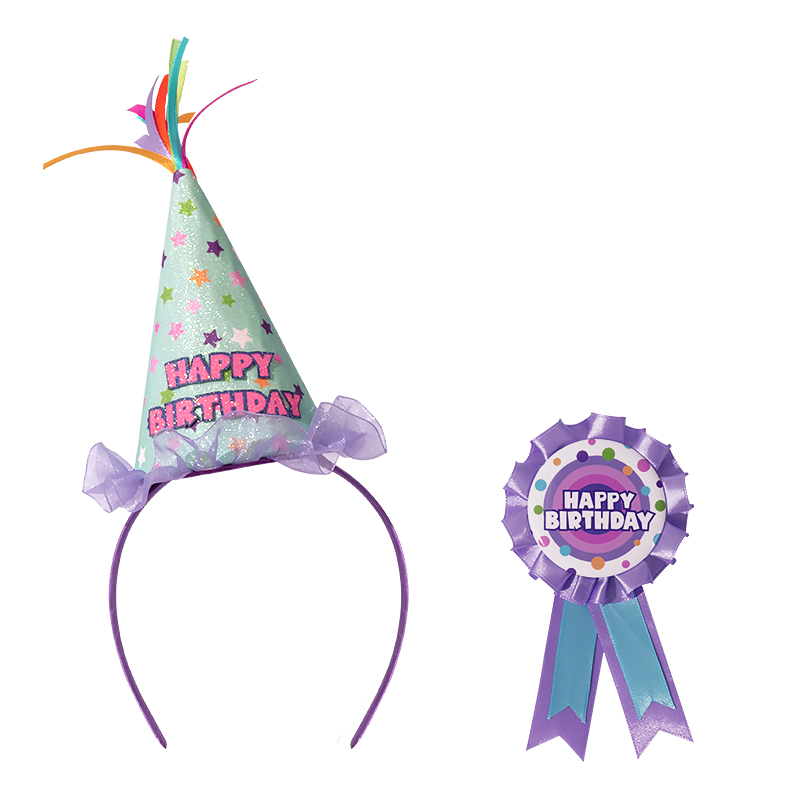 Birthday hat, birthday badge, brooch set, accessories, children's birthday party