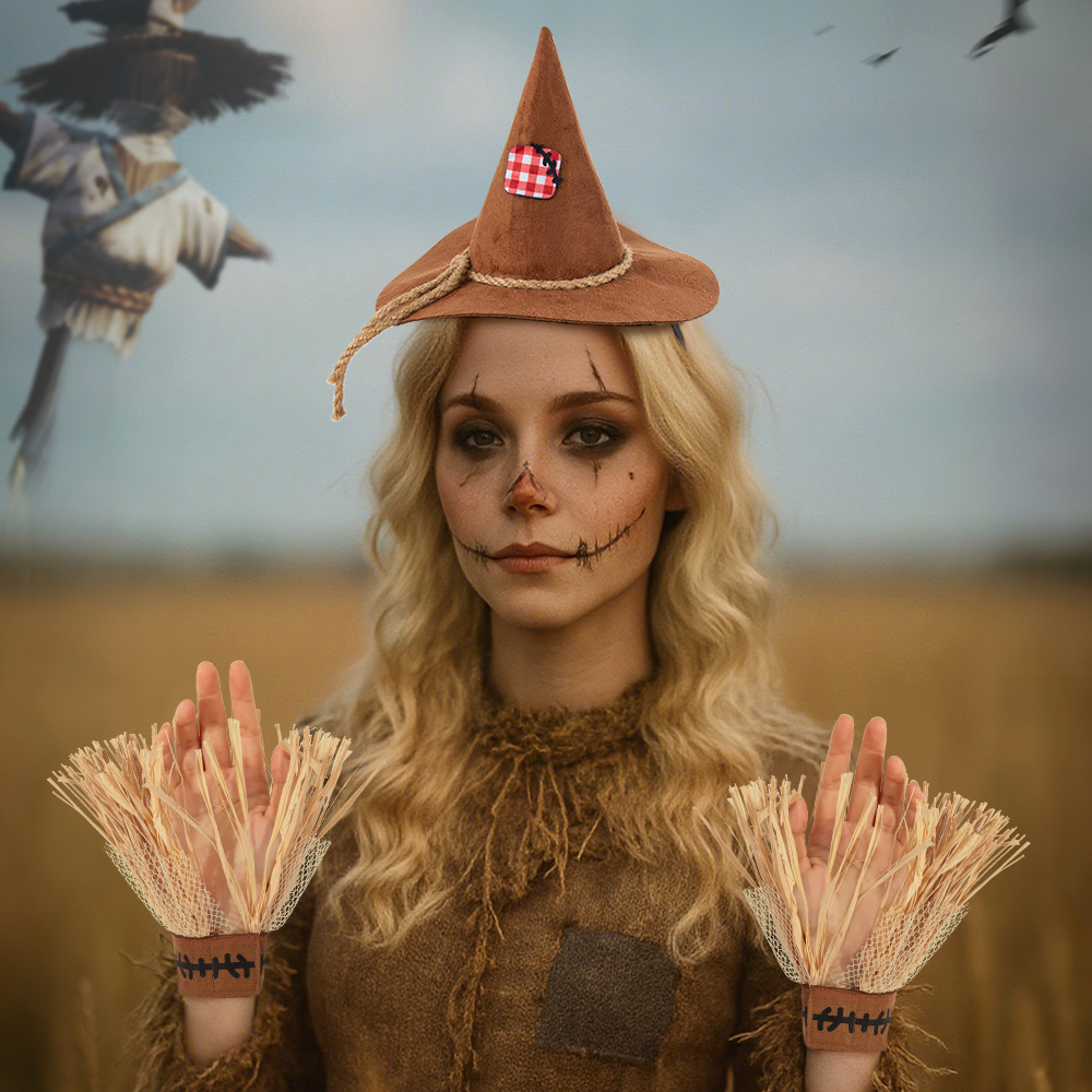 New Halloween COSPLAY Scarecrow three-piece set, hairband glove set, clothing accessories, character costume