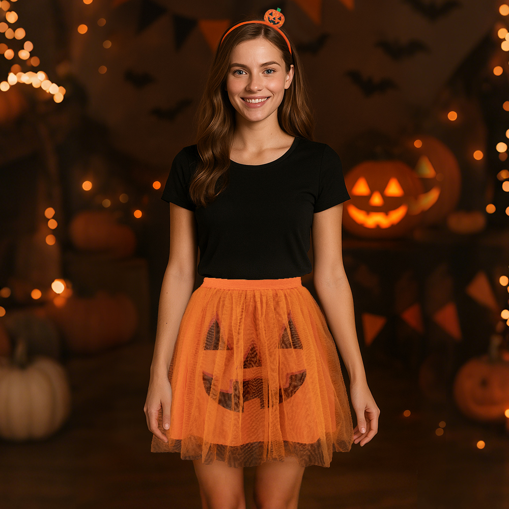 New Halloween pumpkin White ghost TUTU dress set cosplay festival party costume props