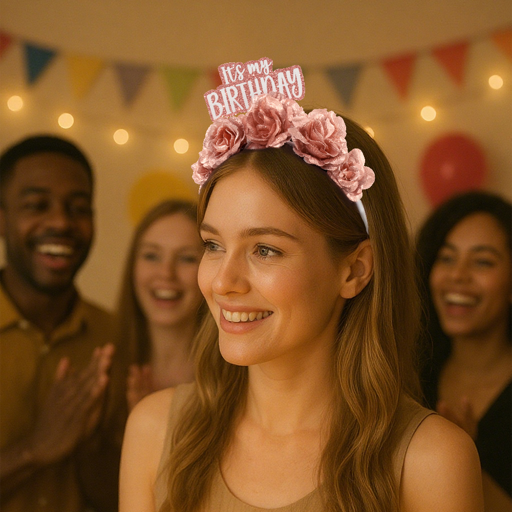 New European and American birthday theme party champagne flower headbands, celebration outfit props, accessories, hair accessories, character outfits