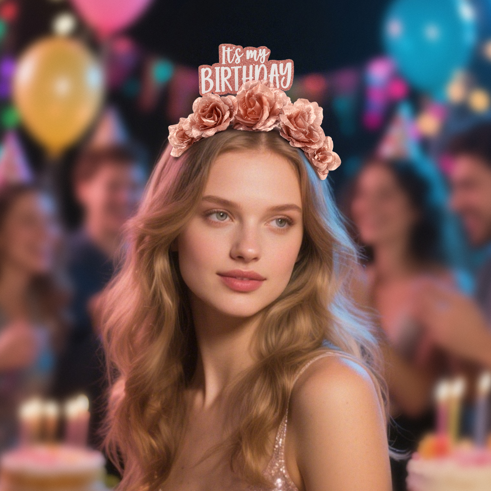 New European and American birthday theme party champagne flower headbands, celebration outfit props, accessories, hair accessories, character outfits