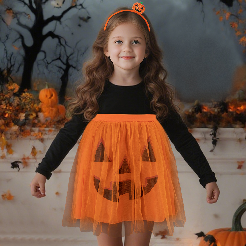 New Halloween pumpkin White ghost TUTU dress set cosplay festival party costume props