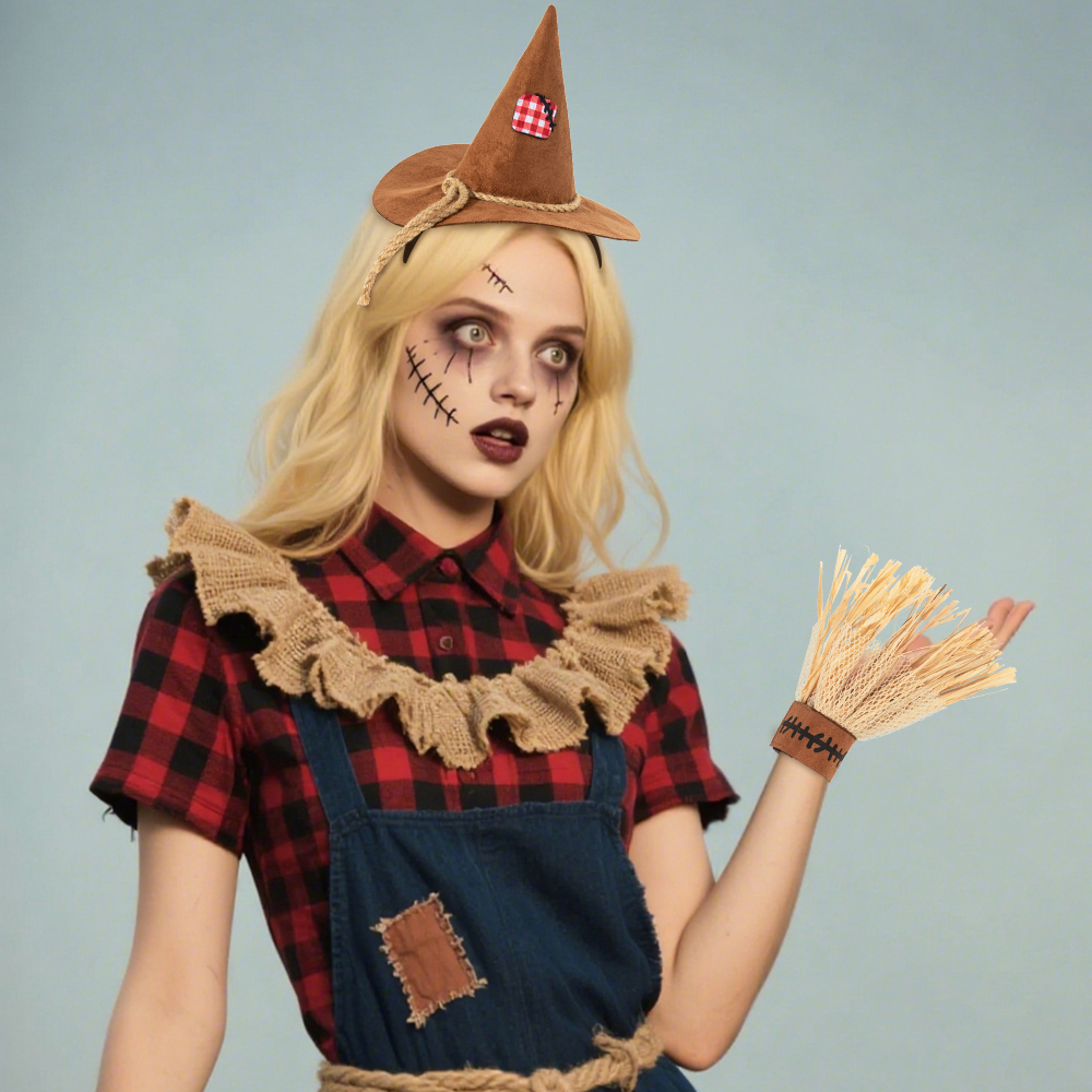 New Halloween COSPLAY Scarecrow three-piece set, hairband glove set, clothing accessories, character costume