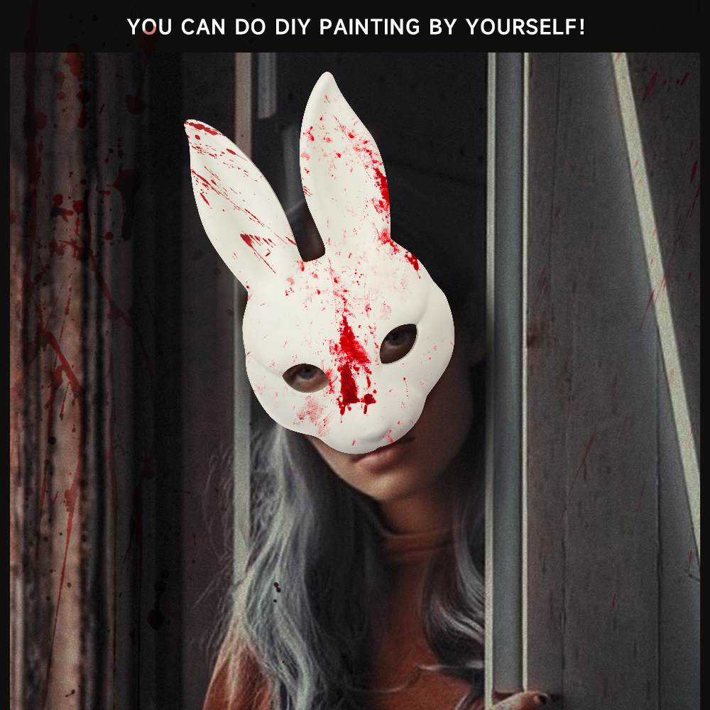 DIY white PU leather rabbit masks for Easter and Halloween, cosplay costume masks, party and dance performance props