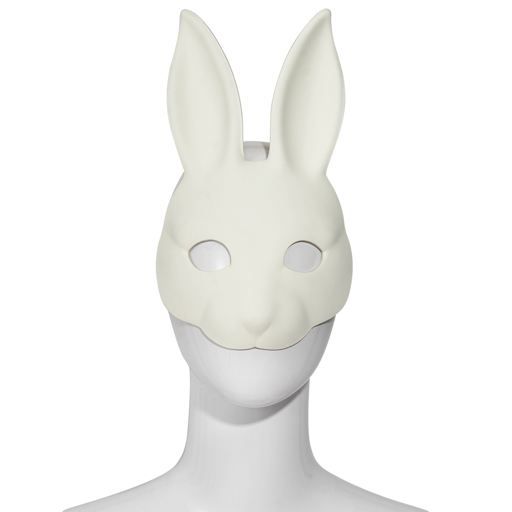 DIY white PU leather rabbit masks for Easter and Halloween, cosplay costume masks, party and dance performance props
