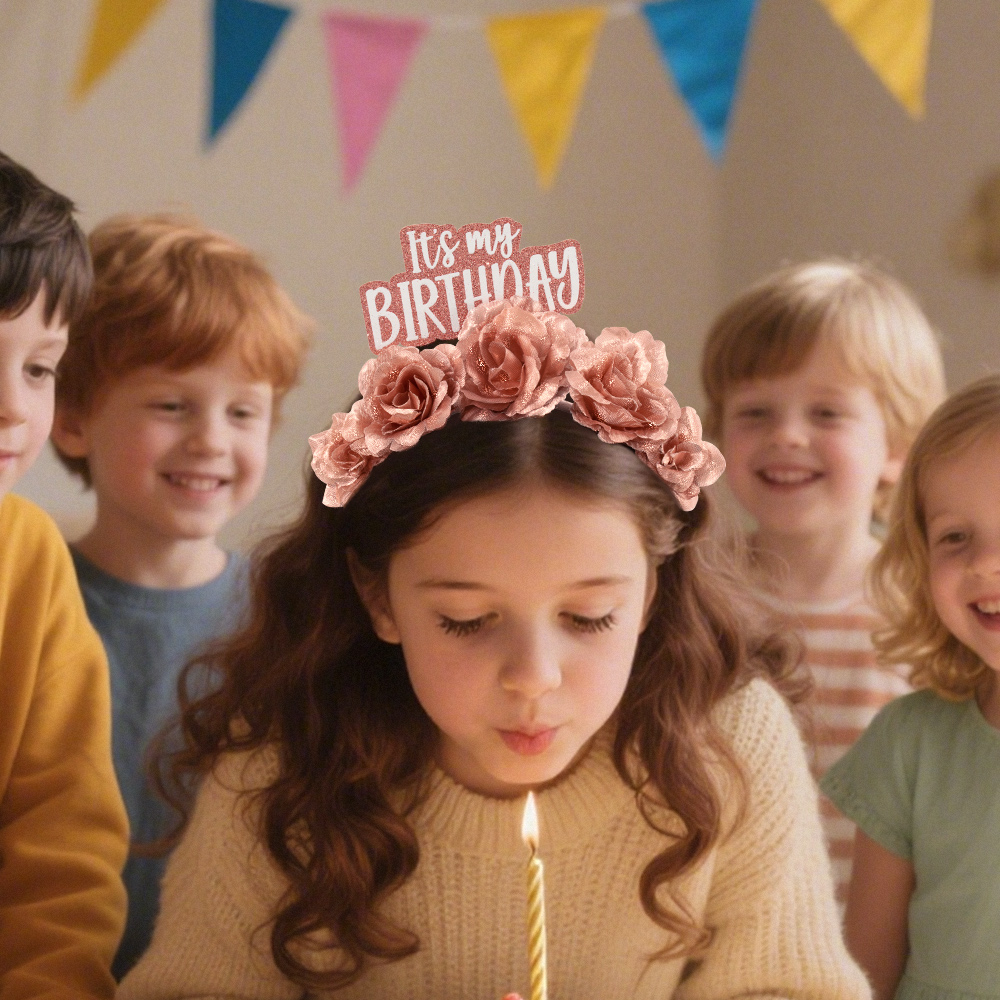 New European and American birthday theme party champagne flower headbands, celebration outfit props, accessories, hair accessories, character outfits