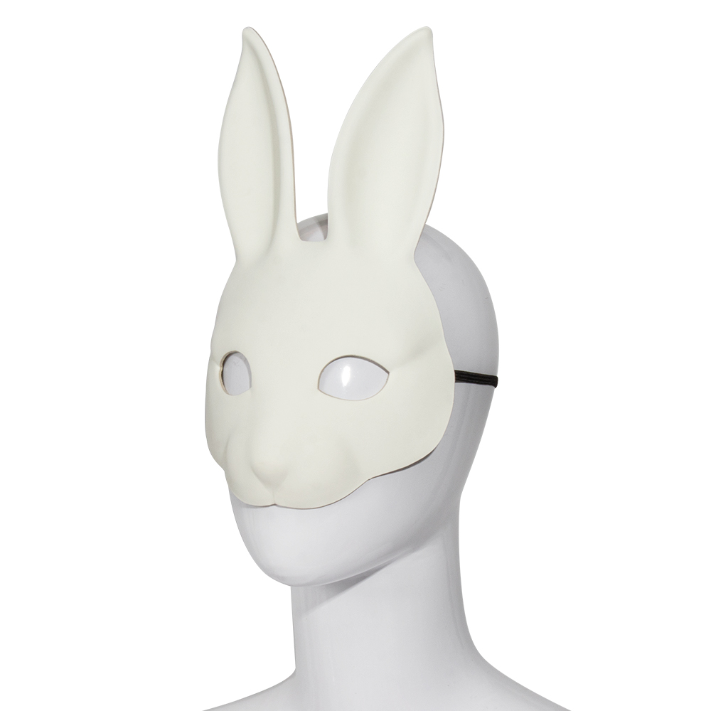 DIY white PU leather rabbit masks for Easter and Halloween, cosplay costume masks, party and dance performance props