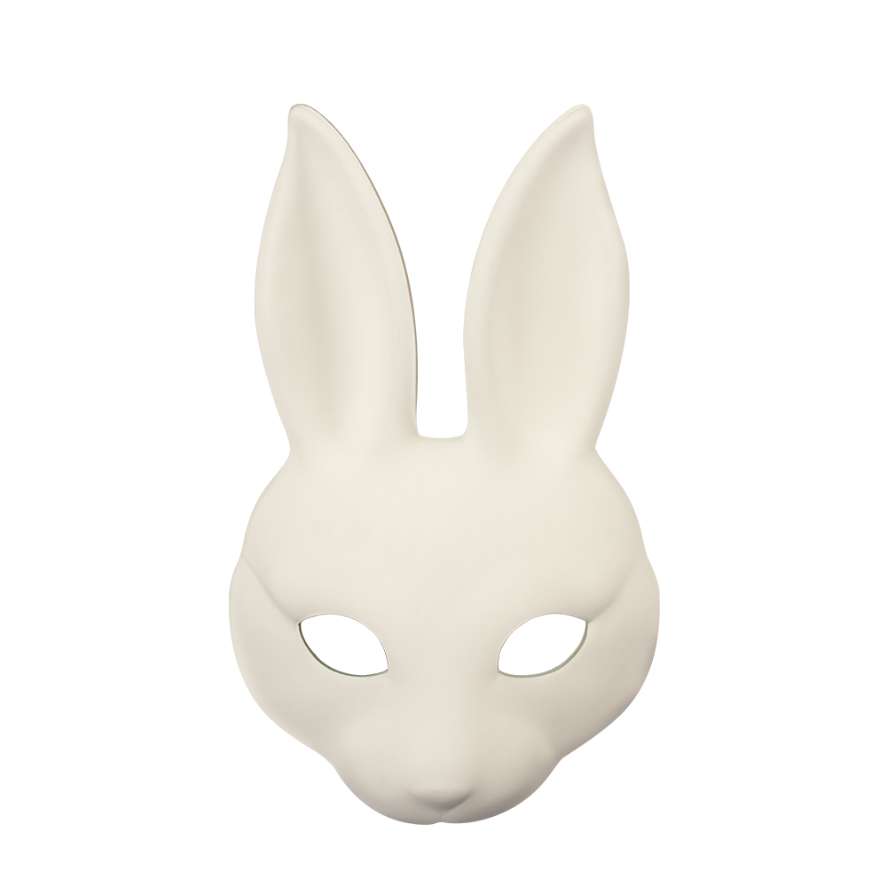DIY white PU leather rabbit masks for Easter and Halloween, cosplay costume masks, party and dance performance props